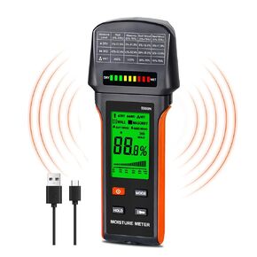 Pinless Moisture Meter for Wood, Drywall & Masonry – Fast & Precise Handheld Moisture Detector，Wood Moisture Meter – Measures 5-75% (Wood), 5-70% (Drywall/Masonry) /Auto-Off & Alarm in Kuwait