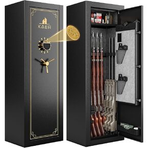 KAER 10-15 Biometric Gun Safe for Home Rifles and Pistols, Quick Access Fingerprint Gun Cabinet for Rifles and Shotguns, Rifle Safes,Gun Locker with Removable Shelf & Gun Rack (Assembly Required) in Saudi Arabia