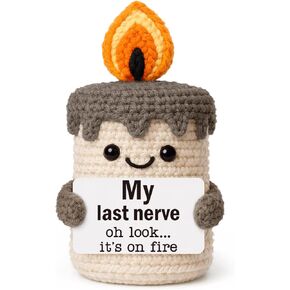 YUEYUQIU هدايا الشموع المبتكرة المضحكة للنساء والرجال - عيد ميلاد الفيل الأبيض هدايا عيد الميلاد للبالغين زميل العمل الأخت أفضل صديق - شمعة كروشيه يدوية فريدة من نوعها على عصبتي الأخيرة in Kuwait