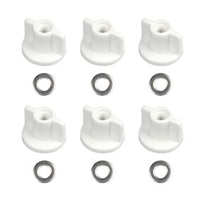 مجموعة 6 قطع من صواميل تركيب مقعد المرحاض M6 - صواميل بلاستيكية من البولي بروبيلين وغسالات من الفولاذ المقاوم للصدأ لتثبيت مفصل المرحاض بقفل علوي in Kuwait