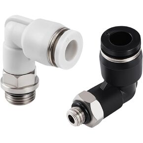 PL Black/white Two-way G-thread L-shaped Right Angle Elbow Quick Plugs Pneumatic Connector 1Pcs(白色PL14-G03) in Kuwait