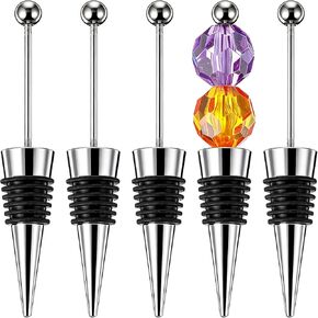 5 Packs Metal Bottle Stopper Kit, Reusable Wine Saver Corks, Stainless Steel Wine Bottle Stopper, Beadable Bottles Cap, Decorative Corkscrew for Wedding Party Bar in Kuwait