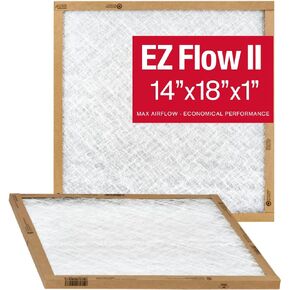 مرشحات هواء Flanders EZ-Flow II 14x18x1، MERV 1، فرن، HVAC، وفلتر تيار متردد - تدفق هواء عالي، موفر للطاقة، وسائط من الألياف الزجاجية 10055.011418 (عبوتان) in Kuwait
