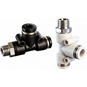 Black And White Pneumatic Joint PD Tracheal Quick Plugs T-shaped Side Tee Thread 6-01/8-02/10-03/12-04 1Pcs(精品白PD8-02) in Kuwait