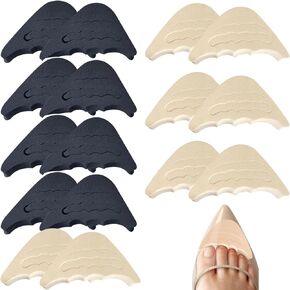 8 Pairs Adjustable Shoe Toe Filler Inserts, Half-Size Toe Pads for Women, Cushion Inserts for Loose Shoes, High Heels, Sneakers & Boots, Black & Beige in Saudi Arabia