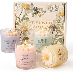 Scented Candles for Women - Aromatherapy Natural Soy Candles 4 Pack, Unique Floral Design, Relaxation Gifts for Mother’s Day, Birthday & Home Decor in Saudi Arabia