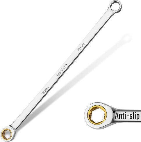 DURATECH Extra Long Anti-Slip Ratcheting Wrench Set, Double Box End Wrench Set, 9-Piece, Metric, 10, 12, 13, 14, 15, 16, 17, 18, 19mm, CR-V Steel, with Rolling Pouch in Saudi Arabia
