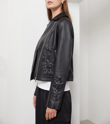 سترة نسائية من الجلد الصناعي، سترات منفوخة لراكبي الدراجات النارية، كاجوال برباط، معاطف قصيرة in Kuwait