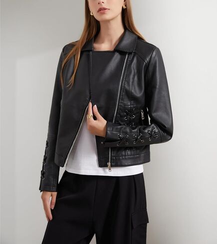 سترة نسائية من الجلد الصناعي، سترات منفوخة لراكبي الدراجات النارية، كاجوال برباط، معاطف قصيرة in Kuwait