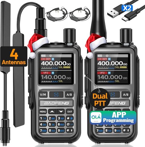 Baofeng UV-5R Mini Ham Radio Long Range Handheld ثنائية الراديو NOAA Weather Radio Dual PTT Recargable Walkie Talkies Longe Range Programming Copy Treader 999CH USB-C Radival Survival in Saudi Arabia