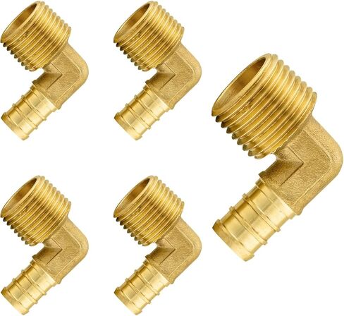5 قطع تركيبات PEX، 1/2 بوصة PEX × 1/2 بوصة محول كوع ذكر NPT ملولب، ASTM F1807 in Kuwait