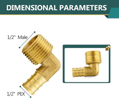 5 قطع تركيبات PEX، 1/2 بوصة PEX × 1/2 بوصة محول كوع ذكر NPT ملولب، ASTM F1807 in Kuwait