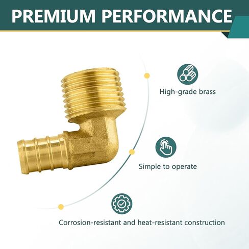 5 قطع تركيبات PEX، 1/2 بوصة PEX × 1/2 بوصة محول كوع ذكر NPT ملولب، ASTM F1807 in Kuwait