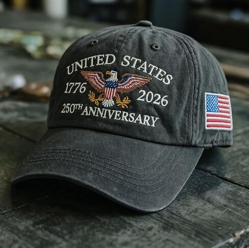 250th Anniversary Embroidered Trucker Hat: U.S. Tribute Retro Cap Black in Kuwait