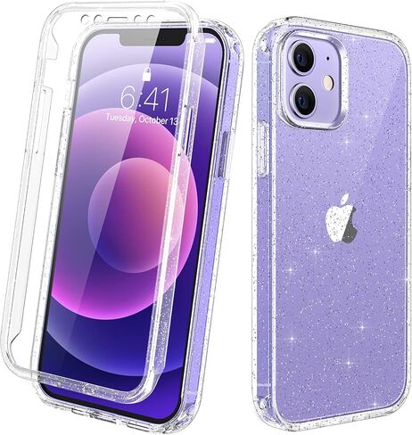 Diclara متوافق مع علبة iPhone 11 ، كامل الجسم الوعرة مع واقي شاشة مضاد للخلع حساسة لللمس ، واضحة في الحافظة الصدفة TPU واضحة مع iPhone 11 6.1 "(Clear Glitter) in Kuwait