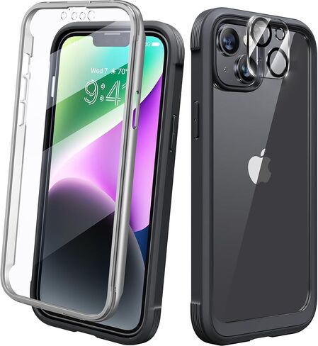 Diclara متوافق مع علبة iPhone 11 ، كامل الجسم الوعرة مع واقي شاشة مضاد للخلع حساسة لللمس ، واضحة في الحافظة الصدفة TPU واضحة مع iPhone 11 6.1 "(Clear Glitter) in Kuwait