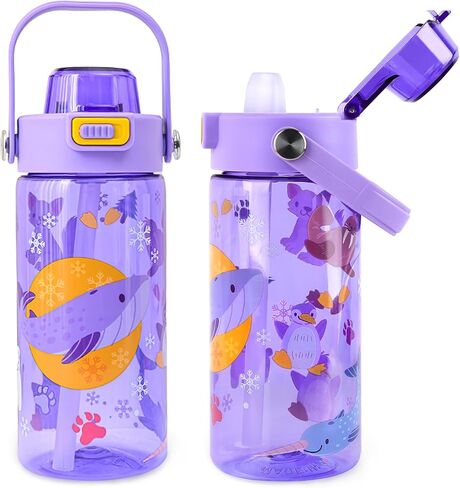 20oz Kids Water Bottle For School or Travel, Leak-Proof & Dishwasher, Durable Plastic Sport Water Bottle With Straw and Handle, Rabbit in Saudi Arabia