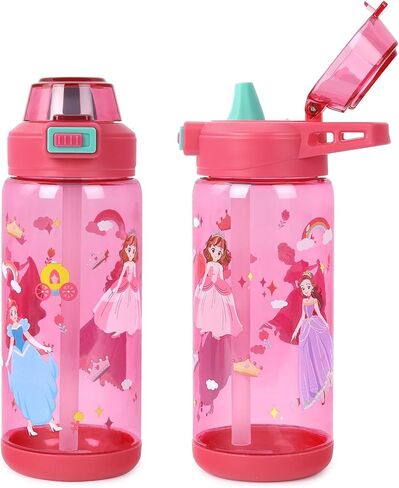 20oz Kids Water Bottle For School or Travel, Leak-Proof & Dishwasher, Durable Plastic Sport Water Bottle With Straw and Handle, Rabbit in Saudi Arabia