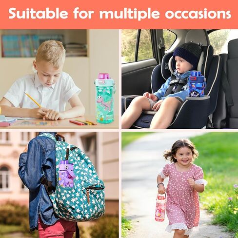 20oz Kids Water Bottle For School or Travel, Leak-Proof & Dishwasher, Durable Plastic Sport Water Bottle With Straw and Handle, Rabbit in Saudi Arabia