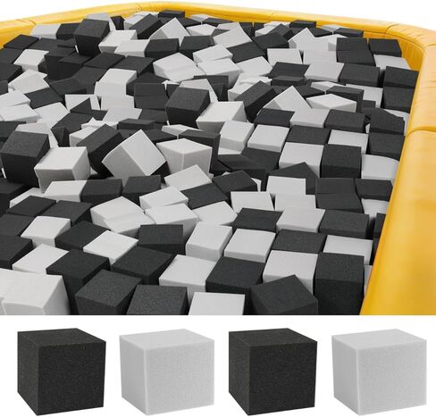 مكعبات الرغوة، 48 قطعة 5 بوصات من إسفنج الجمباز، مكعبات الترامبولين، حشوة واقية متعددة الرياضات للجمباز، الترامبولين، الباركور، حدائق التزلج وBMX - أسود ورمادي in Kuwait