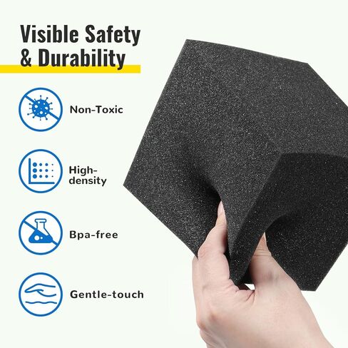 مكعبات الرغوة، 48 قطعة 5 بوصات من إسفنج الجمباز، مكعبات الترامبولين، حشوة واقية متعددة الرياضات للجمباز، الترامبولين، الباركور، حدائق التزلج وBMX - أسود ورمادي in Kuwait