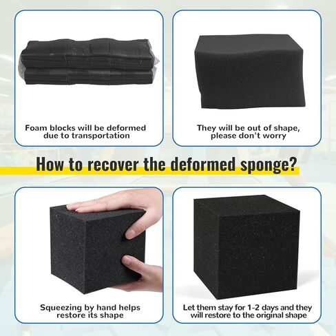 مكعبات الرغوة، 48 قطعة 5 بوصات من إسفنج الجمباز، مكعبات الترامبولين، حشوة واقية متعددة الرياضات للجمباز، الترامبولين، الباركور، حدائق التزلج وBMX - أسود ورمادي in Kuwait