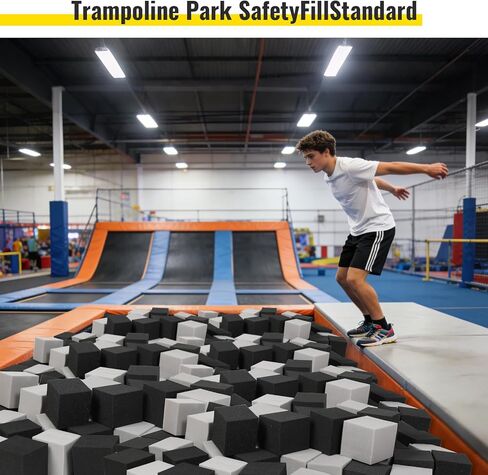 مكعبات الرغوة، 48 قطعة 5 بوصات من إسفنج الجمباز، مكعبات الترامبولين، حشوة واقية متعددة الرياضات للجمباز، الترامبولين، الباركور، حدائق التزلج وBMX - أسود ورمادي in Kuwait