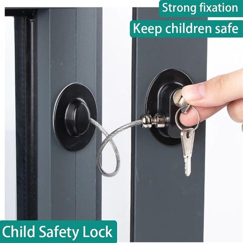Lock Cabinet Fridge Door Lock Stainless Steel Cable Home Window Lock Strong Fix 1Pcs(C2) in Saudi Arabia