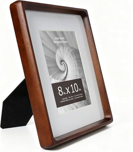 إطار صورة خشبي من BRIVUE مقاس 5x7 مطفي إلى 4x6، إطار صور من خشب البلوط الصلب الطبيعي مع زجاج مقسى، سطح الطاولة والجدار، عرض أفقي/رأسي، ديكور منزلي، هدايا عيد الميلاد، خشب الجوز in Kuwait