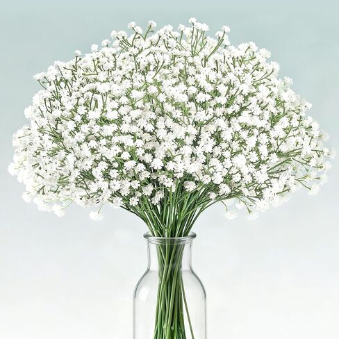 Der Rose 18Pcs Babys Breath Artificial Flowers Faux Gypsophila Stems, Real Touch Silk Fake White Babys Breath Flowers Artificial Bulk for DIY Wedding Table Centerpieces Home Party Decorations in Saudi Arabia