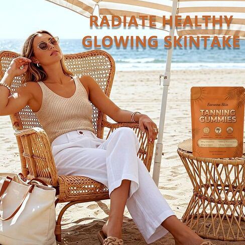 Savanna Skin Tanning Gummies:Antioxidant Beauty Gummies with Beta-Carotene & Lycopene for a Healthy Sun-Kissed Look – 60 Daily Beauty Gummies in Saudi Arabia