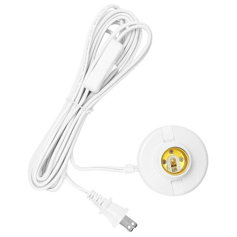 حامل مصباح إضافي QWORK E26/ E27 مع مفتاح تشغيل/إيقاف | مقبس المصباح الكهربائي E26 | سلك تمديد بطول 15 قدم | حلقة داخلية من النحاس بالكامل | 60 واط ماكس | 2-حزمة in Kuwait