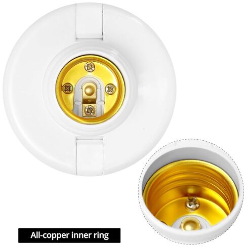 حامل مصباح إضافي QWORK E26/ E27 مع مفتاح تشغيل/إيقاف | مقبس المصباح الكهربائي E26 | سلك تمديد بطول 15 قدم | حلقة داخلية من النحاس بالكامل | 60 واط ماكس | 2-حزمة in Kuwait