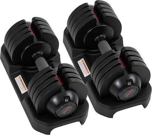 ALTLER Adjustable Dumbbell, 25/52LB Pair with Tray for Workout Strength Training Fitness, Adjustable Weight Dial Dumbbell with Anti-Slip Handle and Weight Plate for Home Exercise in Kuwait