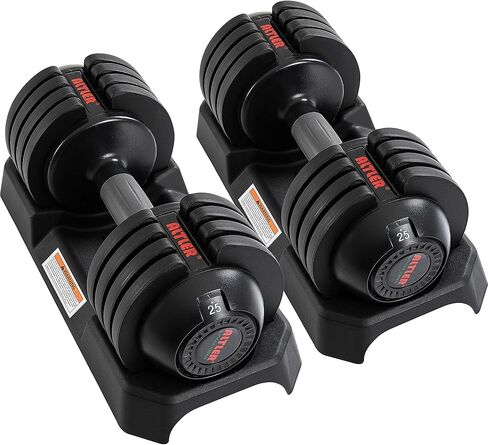 ALTLER Adjustable Dumbbell, 25/52LB Pair with Tray for Workout Strength Training Fitness, Adjustable Weight Dial Dumbbell with Anti-Slip Handle and Weight Plate for Home Exercise in Saudi Arabia