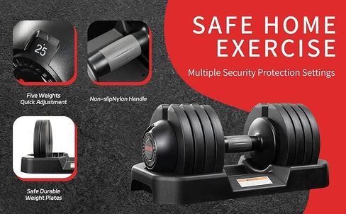 ALTLER Adjustable Dumbbell, 25/52LB Pair with Tray for Workout Strength Training Fitness, Adjustable Weight Dial Dumbbell with Anti-Slip Handle and Weight Plate for Home Exercise in Saudi Arabia