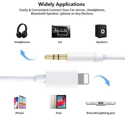 [Apple MFI Certified] Aux Cord for iPhone ، البرق 3.3 قدم إلى كابل Aux 3.5 مم للسيارة متوافق مع iPhone 14 13 12 11 Pro Max XS XR X 8 7 6 iPad لاستريو Car Home ، مكبر صوت ، سماعة رأس in Saudi Arabia
