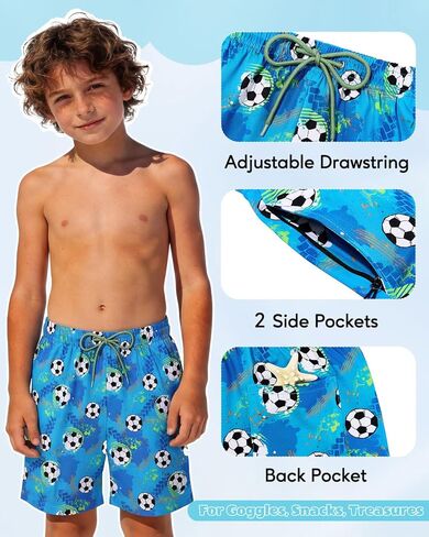 Century Star Boys Swim Trunks with Zipper Pockets-Anti-Chafe Compression Liner Shorts Quick Dry Bathing Suit for 8-16 Years in Saudi Arabia