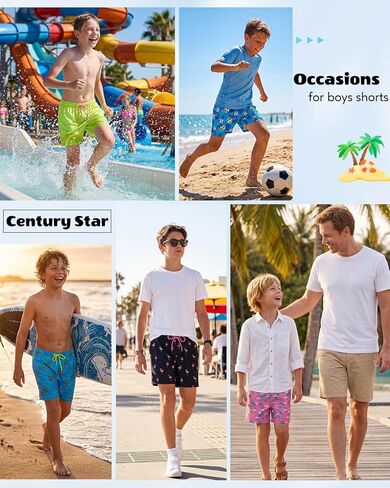 Century Star Boys Swim Trunks with Zipper Pockets-Anti-Chafe Compression Liner Shorts Quick Dry Bathing Suit for 8-16 Years in Saudi Arabia