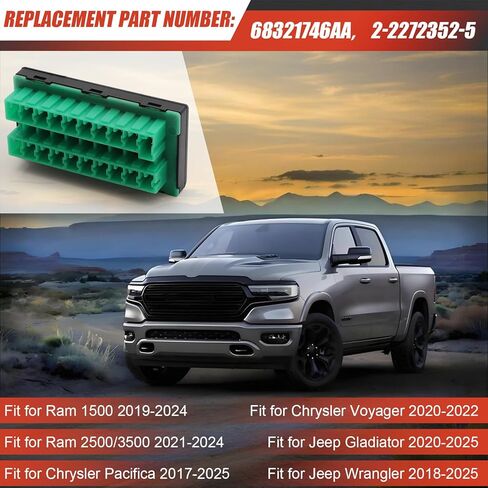 68321746AA CAN-C Buss Star Splice Block Fuse Connector متوافق مع Dodge Ram 1500/2500/3500 2017-2025، Jeep Gladiator/Wrangler JT JL، Chrysler Pacifica/Voyager، استبدال # 2-2272352-5 in Kuwait