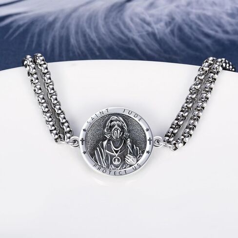 St Michael Bracelet for Men 925 Sterling Silver Archangel Saint Michael Bracelet Religious Protector Jewelry Birthday Gift for Men Women Stainless Steel chain7+2 Inch in Saudi Arabia