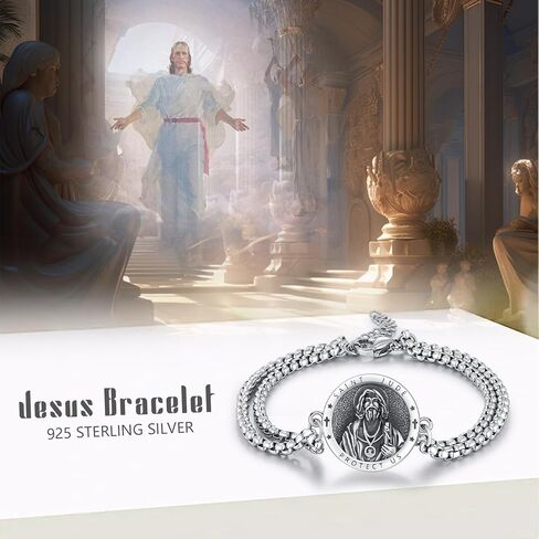 St Michael Bracelet for Men 925 Sterling Silver Archangel Saint Michael Bracelet Religious Protector Jewelry Birthday Gift for Men Women Stainless Steel chain7+2 Inch in Saudi Arabia