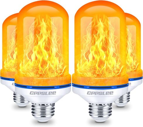 مصابيح إضاءة LED لهب مطورة من CPPSLEE، 4 أوضاع لمبات إضاءة وامضة، لمبة لهب النار بقاعدة E26 لتزيين عيد الميلاد في الهواء الطلق، أضواء الهالوين لديكور المنزل الداخلي (أصفر، عبوتان) in Kuwait