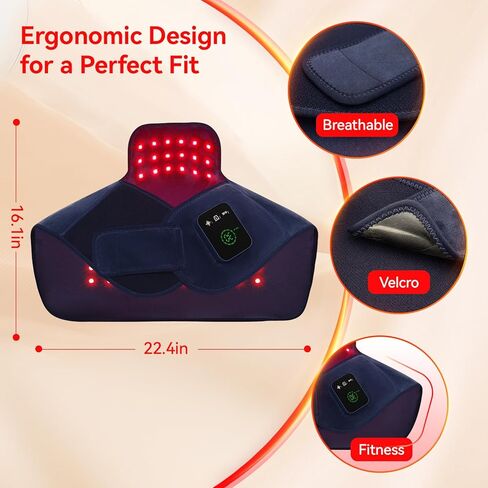 Red Light Therapy for Neck Shoulder, 660nm & 850nm Infrared Light Therapy Wrap, Cordless 5000mAh Rechargeable Light Therapy Pad with Timer & Pulse Modes for Home Use in Kuwait
