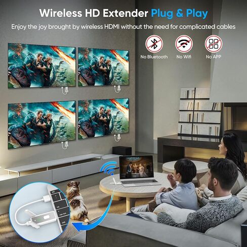 جهاز إرسال HDMI اللاسلكي و 2 أجهزة استقبال 500 قدم/150 مترًا ، 2.4 جم+5G توصيل وتشغيل Wireless Wireless HDMI Flitter 1 على شاشات متعددة للفيديو والصوت للمراقبة من الكمبيوتر المحمول/مربع/جهاز التلفزيون in Kuwait