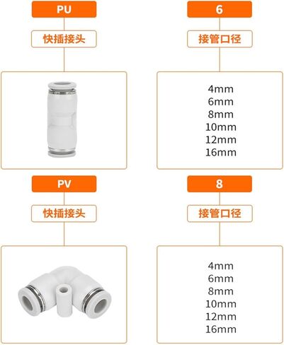 Pneumatic Connector PU-8 Right Angle PU PG12-10 Reducer Fitting Air Hose Quick Plugs 1/4 2Pcs(BlackPG12-8) in Saudi Arabia
