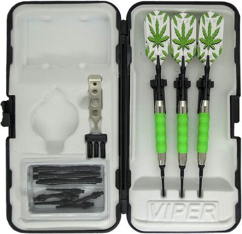 سهام ذات أطراف ناعمة من Sure Grip Viper Green مع حقيبة رمي السهام وملحقاتها اختيار الرحلات 16 أو 18 جرامًا (أوراق الوعاء رفيعة، 18 جم) in Saudi Arabia