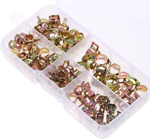 Durable Color Zinc Plated 75 PCS Boxed M6 10 Spring Hose Clamps Fuel Line Clamp Set for Automotive Motorcycle Garden Equipment Fuel Line Hose Securing Maintenan in Saudi Arabia
