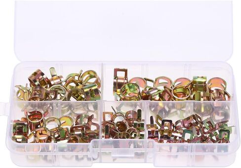 Durable Color Zinc Plated 75 PCS Boxed M6 10 Spring Hose Clamps Fuel Line Clamp Set for Automotive Motorcycle Garden Equipment Fuel Line Hose Securing Maintenan in Saudi Arabia