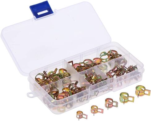 Durable Color Zinc Plated 75 PCS Boxed M6 10 Spring Hose Clamps Fuel Line Clamp Set for Automotive Motorcycle Garden Equipment Fuel Line Hose Securing Maintenan in Saudi Arabia